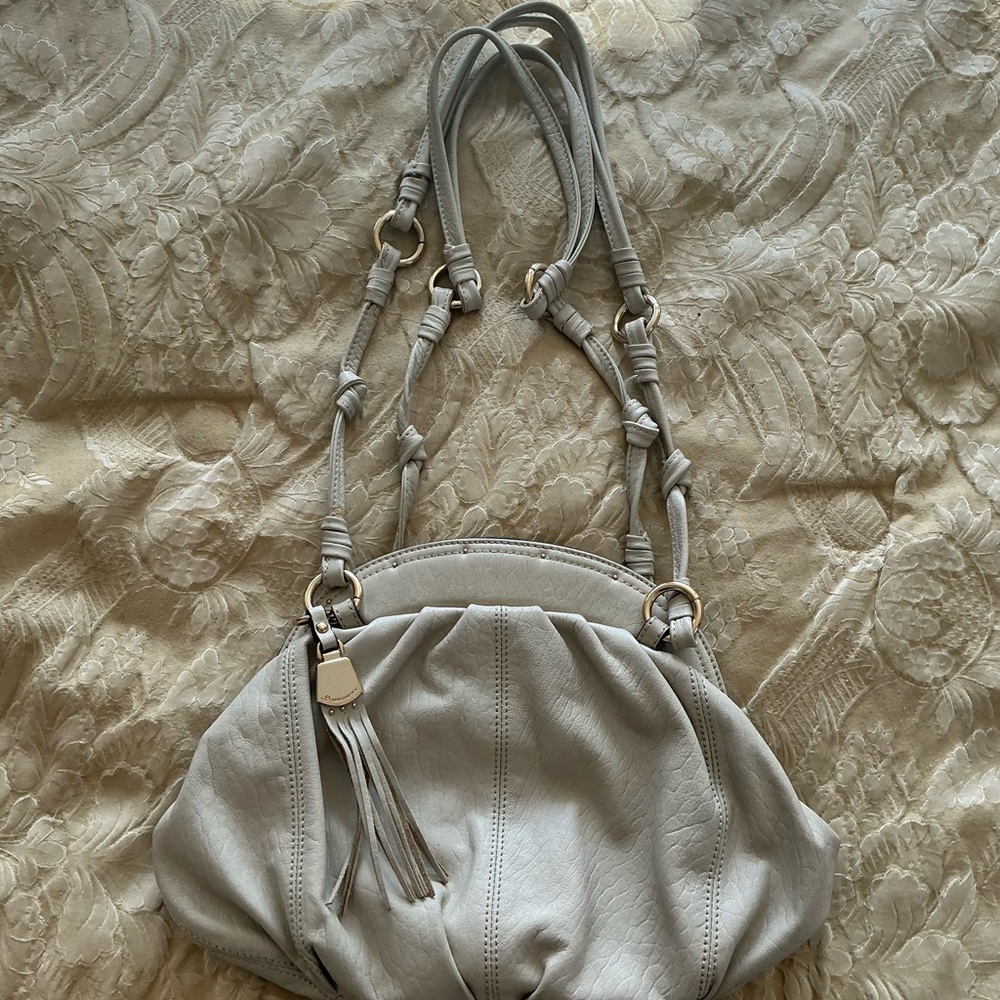 Genuine Leather Cream Shoulder Bag / Purse with Slouchy Shape